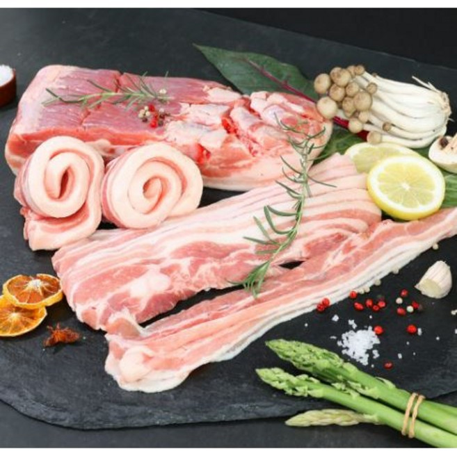 수입냉동삼겹살 대패삼겹 통삼겹 목살 2kg [원산지:네덜란드산(새한푸드)], 대패삼겹살 1kg, 1.5cm 목살 1kg, 1개