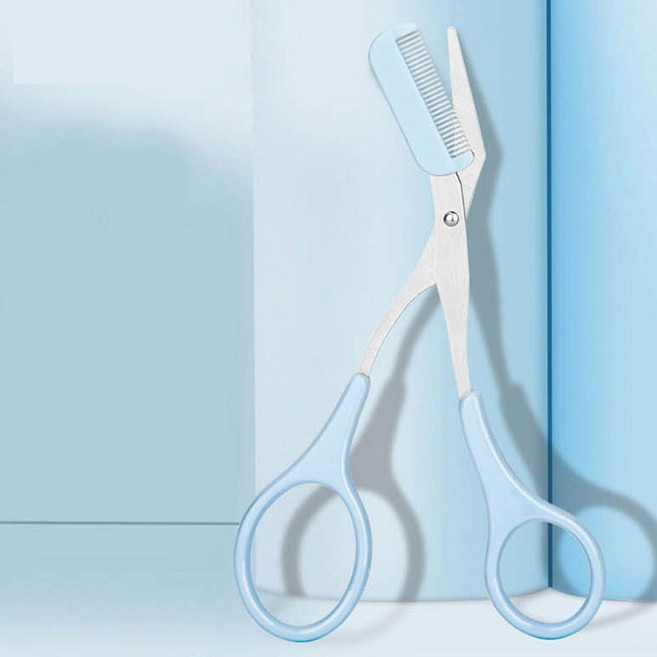 실용적 안전한 눈썹가위 빗 블루 핑크 부드러운 커트 [ANZ561], 1개