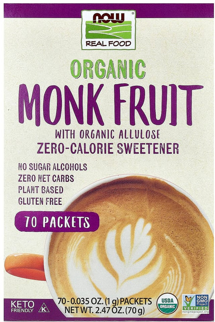 NOW Foods Real Food 유기농 나한과 제로 칼로리 감미료 70팩 70g(2.47oz) 1팩, 1개, 2kg