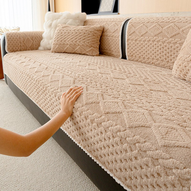 FEIFAN 극세사 소파패드 면벨벳 미끄럼방지 겨울 소파패드 4인용