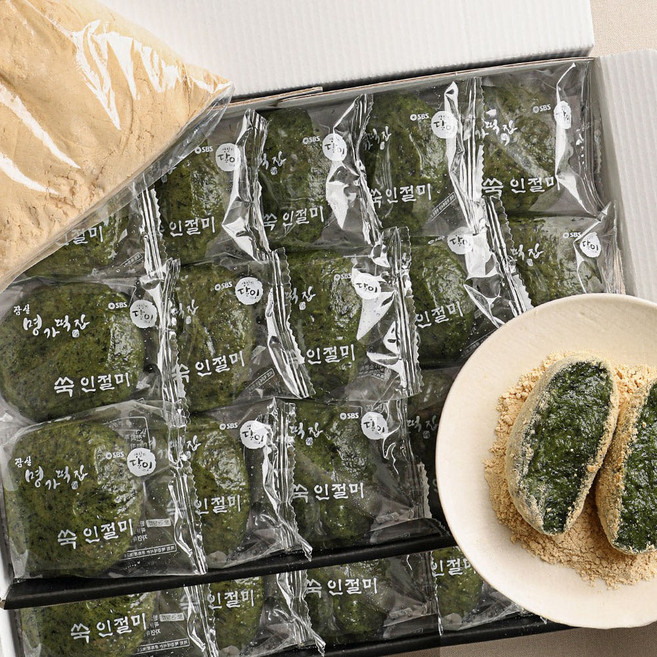 명가 쑥인절미 제주 한라산 쑥떡 식다대용 개별포장 콩가루포함, 80g, 24개, 쑥 인절미