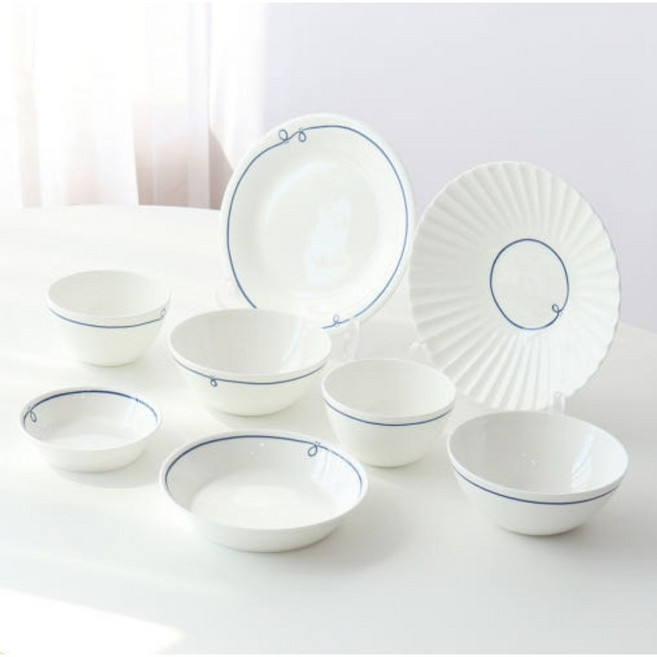 한국도자기 프리즐 핑크 블루 2인 홈세트 그릇세트, 1세트, 공기,대접,4굽부,6굽부,8접시,요리볼,