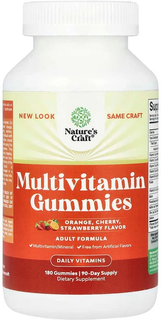 네이처스 크래프트 종합비타민 구미젤리 오렌지 체리 딸기 180구미, 180 개, 1개, 180정 - 쿠팡