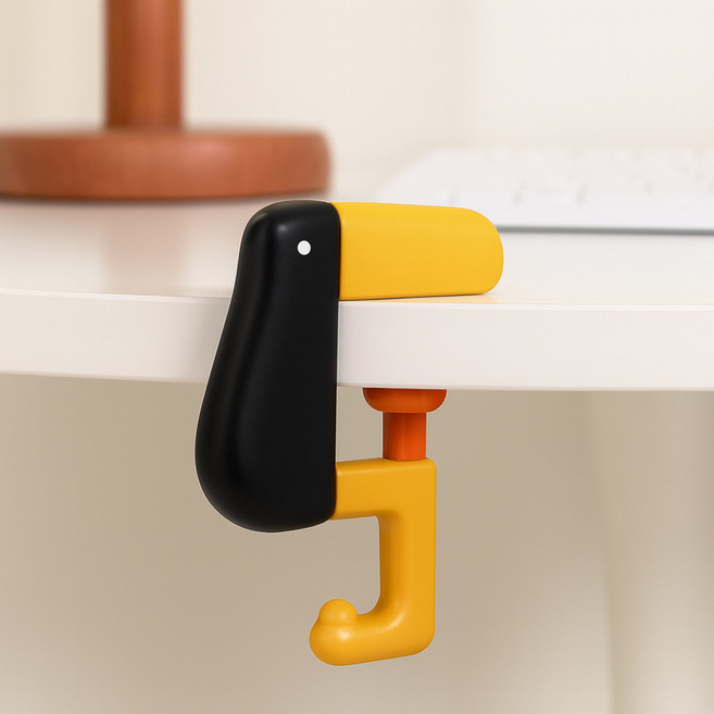 생활해랑 귀여운 오리 책상 가방걸이, 1개, 블랙