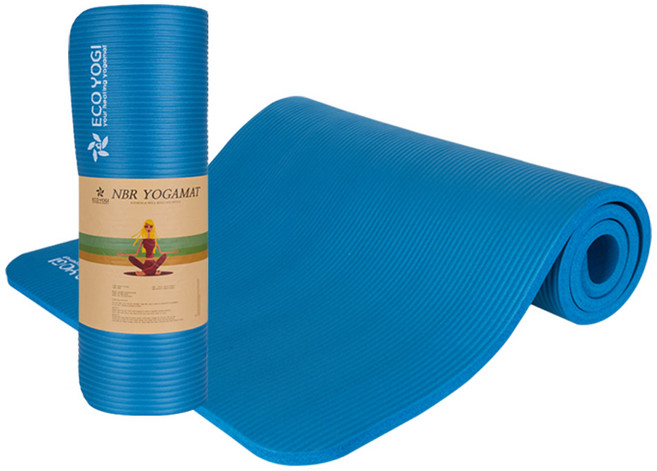 에코요기 NBR 빅사이즈 요가매트 20mm + 스트랩 밴드, 블루, 1개