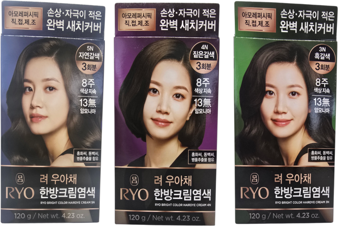 려 우아채 일반염색약(새치), 4N 짙은갈색, 4개