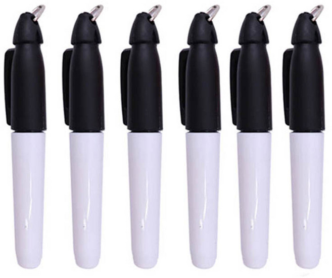 6개세트 에이크 골프 볼라이너 마킹 펜, 1개, 블랙