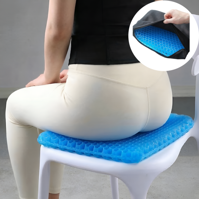 비엔즈 무중력 욕창 방지 꼬리뼈 엉덩이 쿠션 방석, 블루+블랙 커버