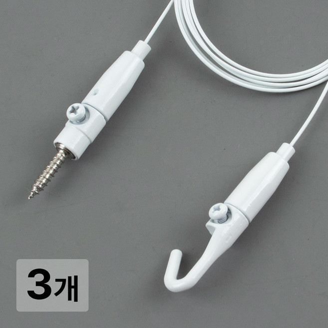 [철물인] 액자걸이 강력천장피스 미니 5kg용 화이트 - 천장고정용, 3개, 와이어1미터-화이트