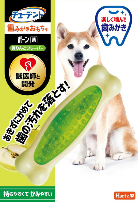 M (Hartz) 치과 장난감 뼈 개 장난감 치약 장난감 블루 사과 맛 하트 치과