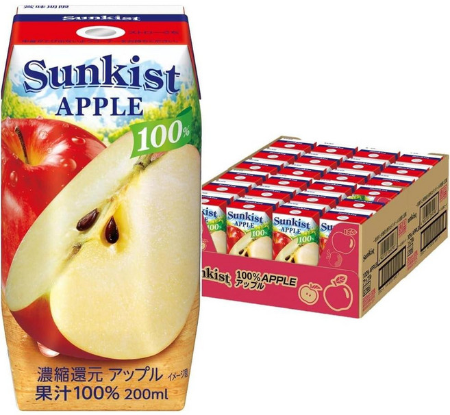 썬키스트 100프로 사과 주스, 24개, 200ml