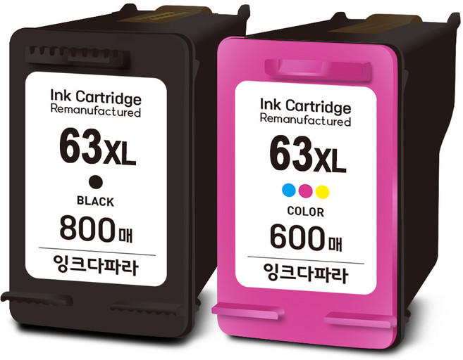 잉크다파라 HP 63 XL 호환잉크 세트 800매 특대용량, 1세트, 검정+컬러