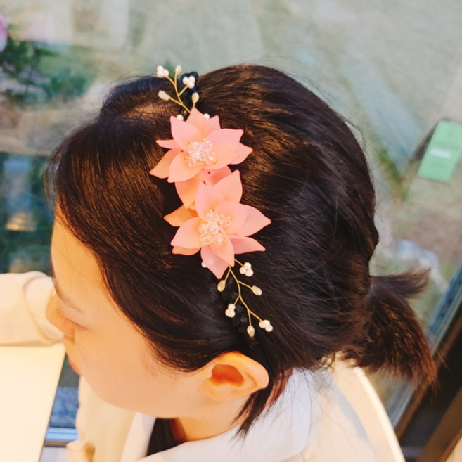 BEEU 비유 별꽃 한복 댕기머리띠 & 댕기 머리장식 / 명절 설 추석 돌잔치 결혼식 예식 국악 여성 여아 성인 한복 배씨 머리띠 머리장식 장신구 헤어장식 헤어악세사리 헤어액세서리