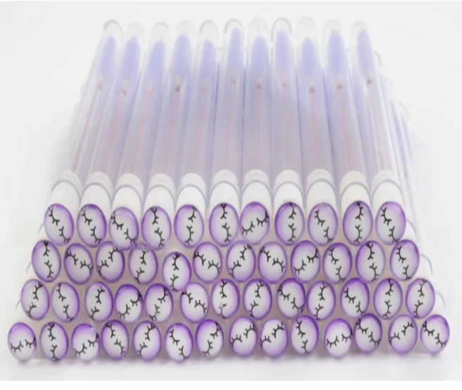 TDANCE 50pcs 일회용 속눈썹 브러쉬 다이아몬드 재사용 가능한 튜브 교체 방진 편리한 메이크업 운반, 14 eye purple