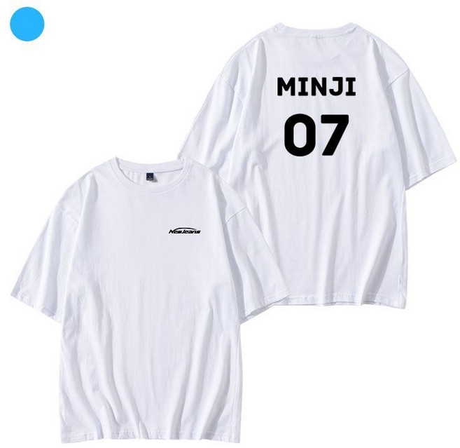 NewJeans 組合 應援 周邊 短袖T恤, 1個, MINJI-白色M 落肩偏大