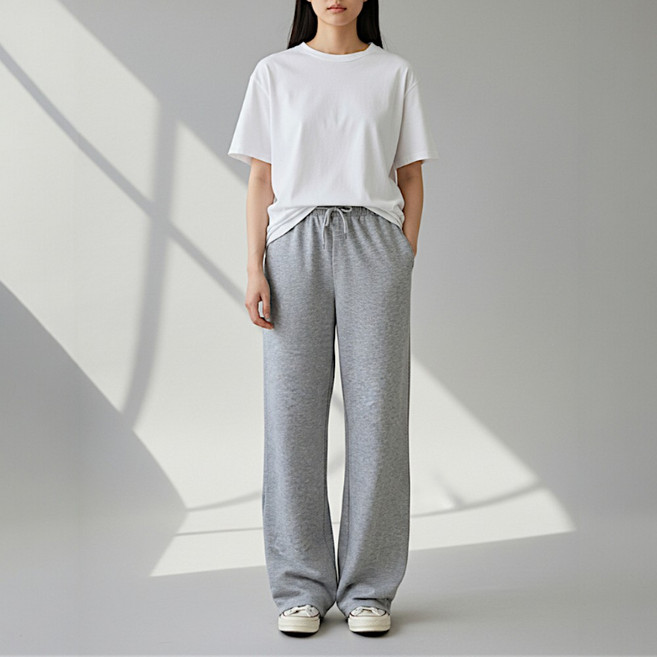 코코라벨라 여성 기본 트레이닝 밴딩 와이드 일자 팬츠