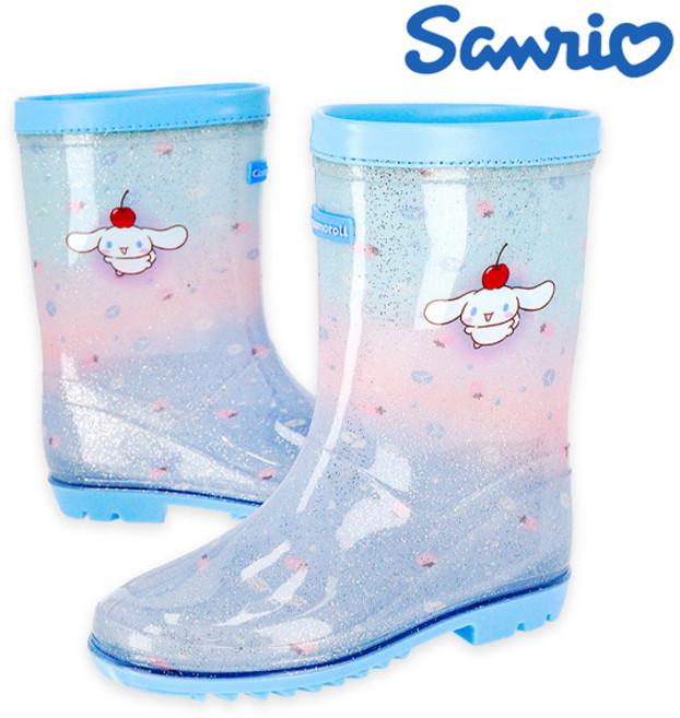 시나모롤 캐릭터 얼굴 아동장화 고급스러운 펄 디자인 레인부츠