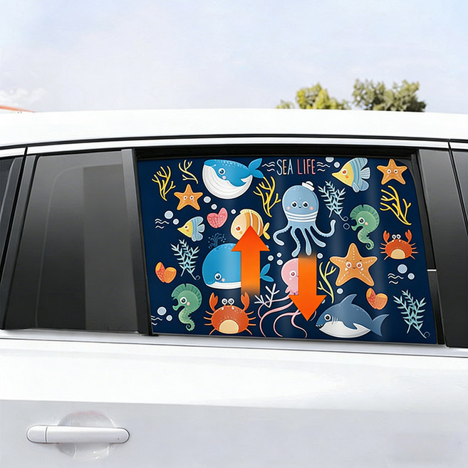 샤이닝포인츠 간편 부착 자석 방수 차량용 햇빛가리개, 2개, 블루