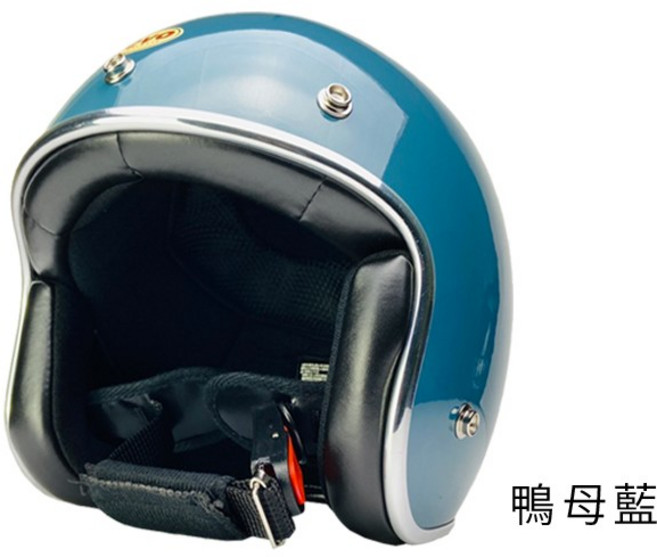 evo 復古莫蘭迪色 3/4安全帽 銀邊, 鴨母藍