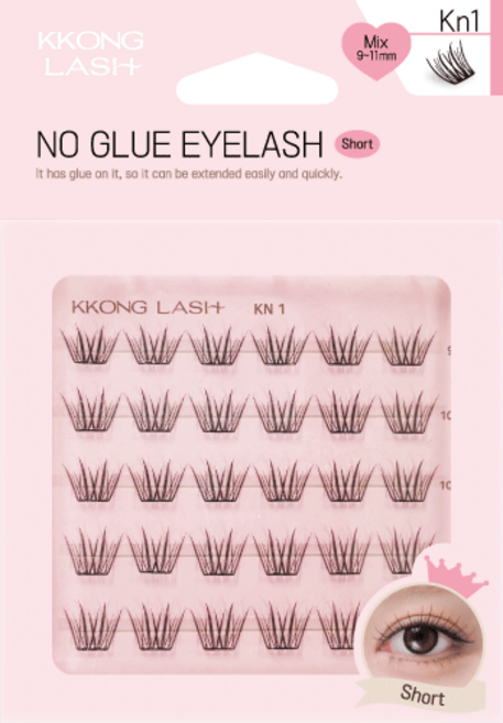 꽁래쉬 노글루 속눈썹 kn1(플로이) 글루없이 편안하게 자극없이 가볍게, 1개, 롱 (11 mm~14 mm)