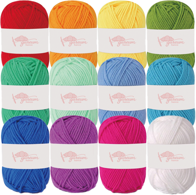구름한코 뜨개실, 12개, 스윗레인보우