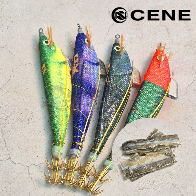 낚시맨 - 세네 삼봉에기 125mm 한치 심해 갑오징어 에기, 1세트, 14.3g, B (만퍼우수)