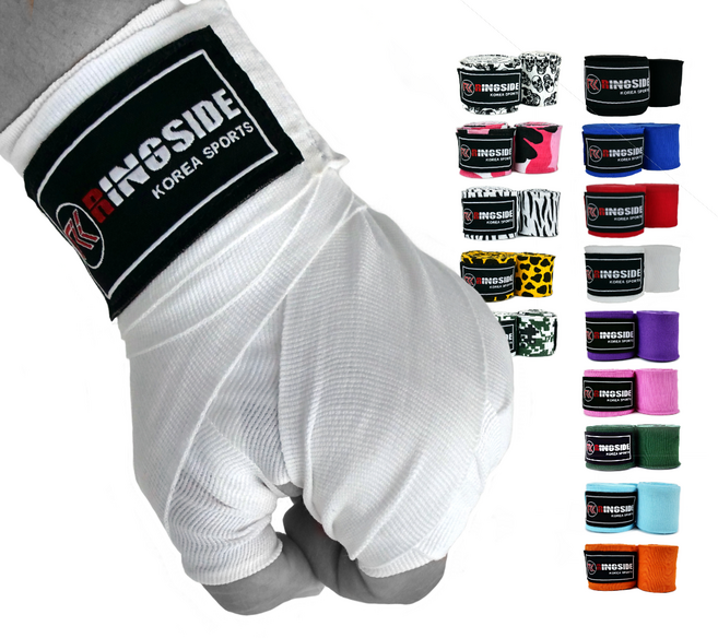링사이드코리아 마이스터 복싱핸드랩 반신축 멕시코 스타일 권투 스트랩 주니어 이너 붕대 1쌍, 하양, 4.5m(RK)