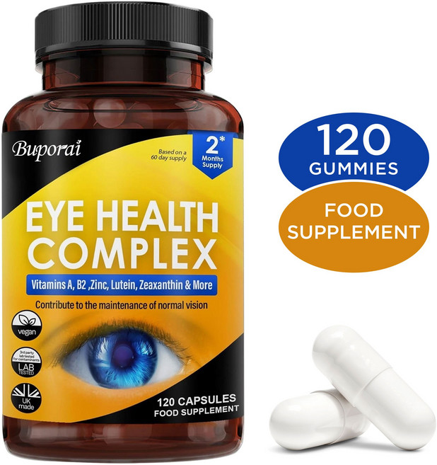 눈용 루테인 보충제 - 비타민 A B2가 풍부하여 정상적인 시력을 유지하고 아연 눈 비타민이 함유된 루테인과 제아잔틴 보충제 -, 1개, 60정