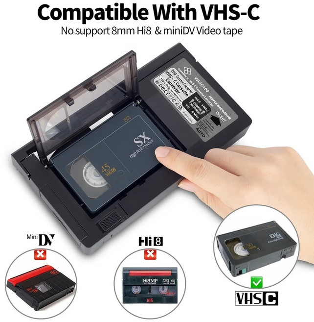 캠코더 비디오 테이프 변환기 VHSC-VHS 어댑터, 1개, FREE