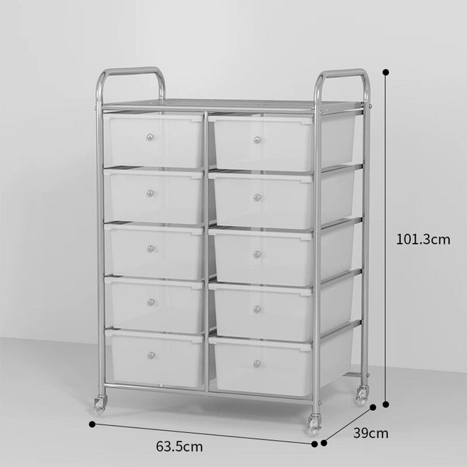 롯드츄레이 미용실 가위 트레이 이동식 파마 보관함, 1개, E. 서랍 10개 반투명