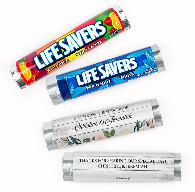 맞춤형 웨딩 라이프세이버스 롤 20개 (20롤) - 5가지 20 Personalized Wedding Lifesavers Rolls (20 Rolls) - 5 Flavor Mul, 1개, 1g