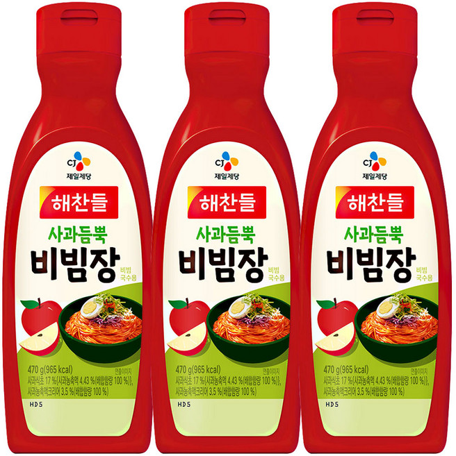 해찬들 사과듬뿍 비빔장, 470g, 3개