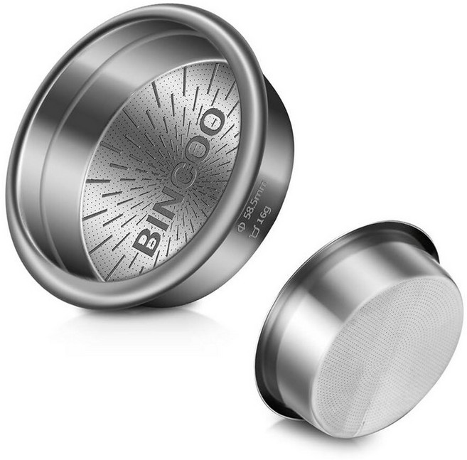 Bincoo 58mm 에스프레소 머신 포타필터와 호환되는 정밀 필터 바스켓 16g/18g/20g용 304 스테인리스 스틸 포타필터 고정밀 구멍(20g- 58.5mm) 2644, 16g - 58.5mm