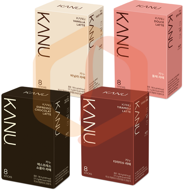 카누라떼 4종세트 (티라미수+돌체+바닐라+쇼콜라), 1세트, 8개입, 17.3g