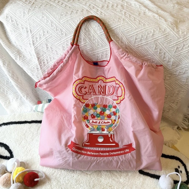 캔디 자수 빈티지 로프 쇼퍼 비치가방 에코백