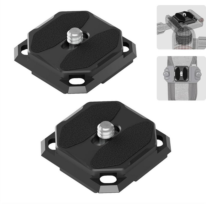 TXXCLOE 2팩 퀵 릴리즈 플레이트 사각 38mm 아르카 스위스 타입 QR 카메라 마운트 4개의 안전 핀 Capture V3 클립 삼각대 DSLR 액션 카메라용 피크 디, TXXCLOE 2팩 퀵 릴리즈 플레이트, 사각 38mm