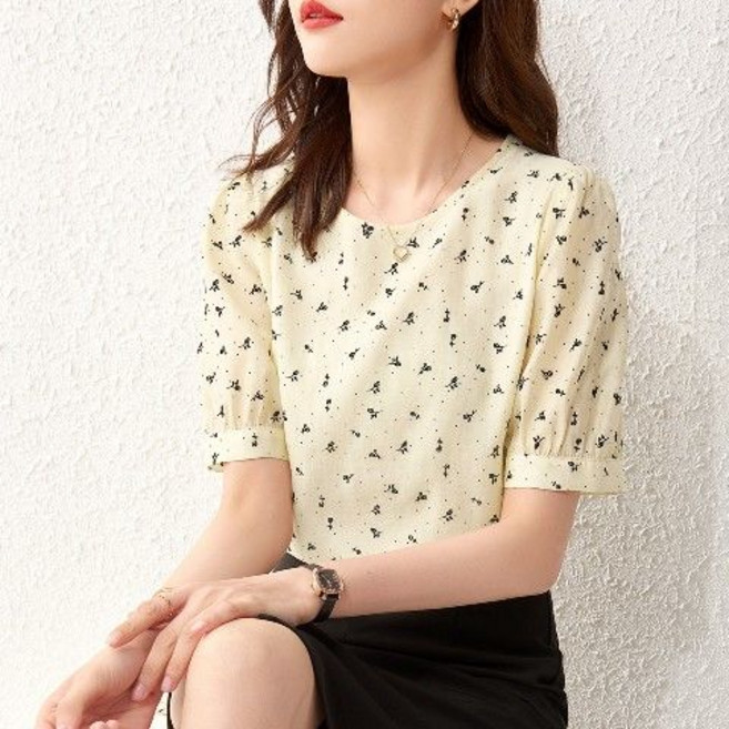 벌룬 맨투맨 블라우스 여름 셔츠 분위기 잔도트 자카드 셔츠녀 nvduanxiu