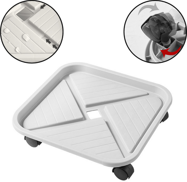 홈메이드 튼튼한 이동식 사각 화분 받침대 바퀴 달린 공기청정기 받침대 물받침대-사각, 1개