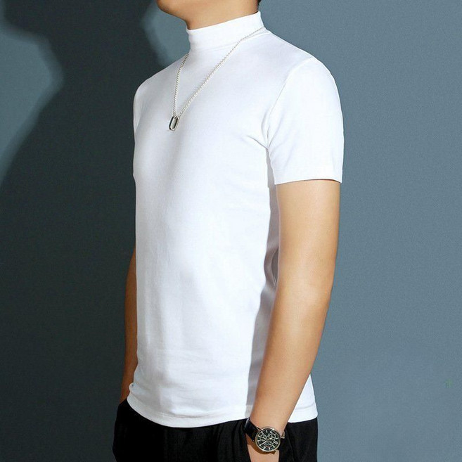 티류으스 남성 여름 반팔 티셔츠 통기성 단색 반목폴라 시원한 데일리 ZA