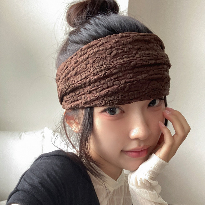 블루씨티 크럼 플라워 뒷밴딩 반다나 헤어밴드