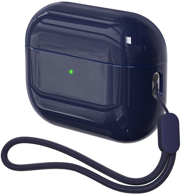 플레이360 에어팟프로 3 생팟느낌 세라미 케이스 스트랩세트 / 외부PC+내부실리콘 2중구조, 딥블루