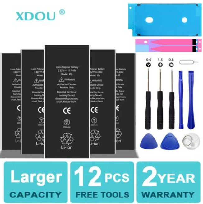 아이폰용 대용량 휴대폰 배터리 교체 배터리 아이폰 5S 5 6S 6 7 8 플러스 X SE SE2 XR XS 11 12 13 미니 프로 맥스 4 4S 7 도구, 2) For iPhone 4S, 1개