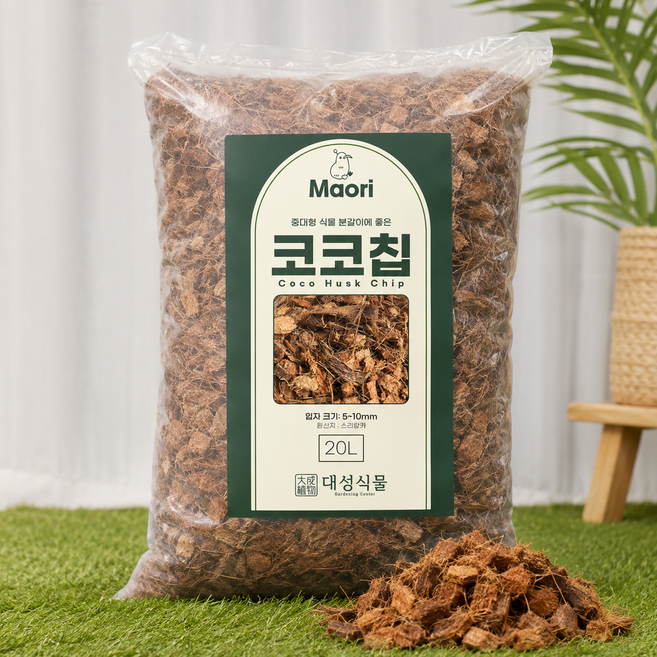 코코칩 20L 코코넛바크 멀칭재 분갈이흙 배수층 화분 코코넛껍질 대용량 대성식물, 1개