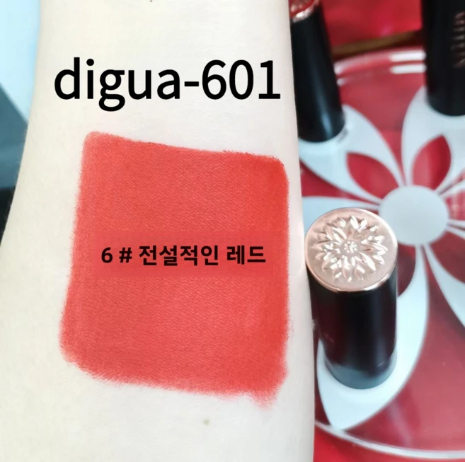 digua-601 고발색 워터프루프 립스틱 촉촉 밀착 컬러립, 6# 전설적인 레드, 1개 - 쿠팡