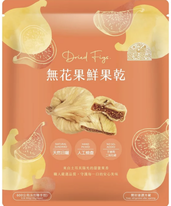 園果園味 無花果鮮果乾 天然日曬 人工檢查, 100公克, 6包