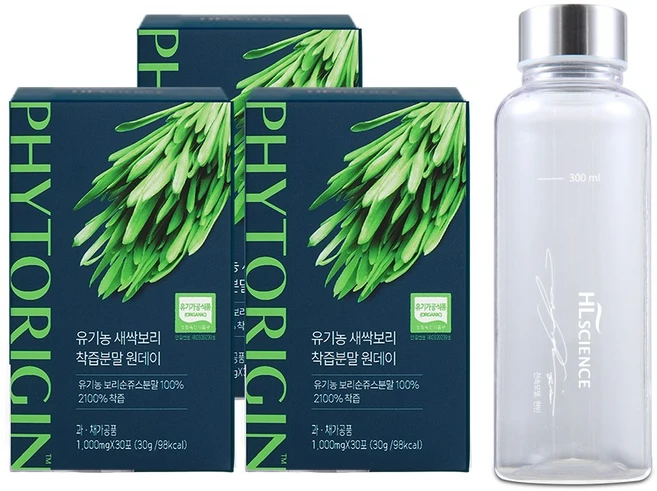 [HL사이언스] 유기농 새싹보리 착즙분말 원데이 선물세트, 30g, 3개 - 쿠팡