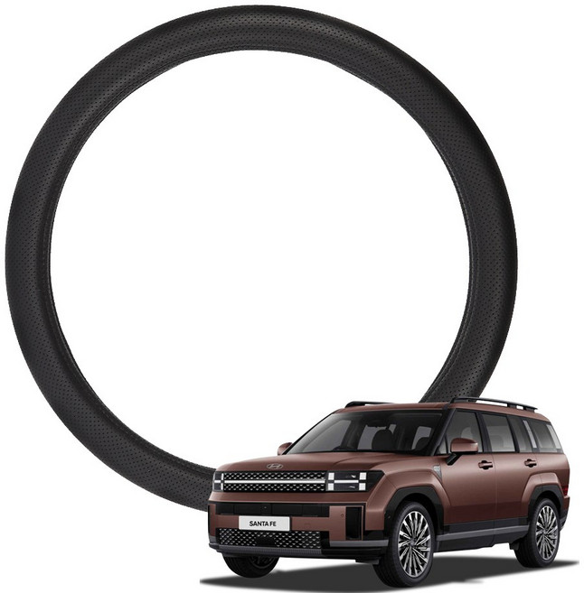 루젠 싼타페 MX5 자동차 핸들커버 타공 가죽 투톤, MX5 블랙, 타공 가죽 핸들커버