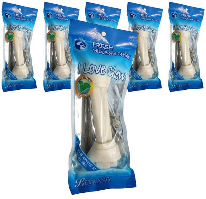 베트랑 대형견용 소가죽 개껌, 우유맛, 65g, 6개