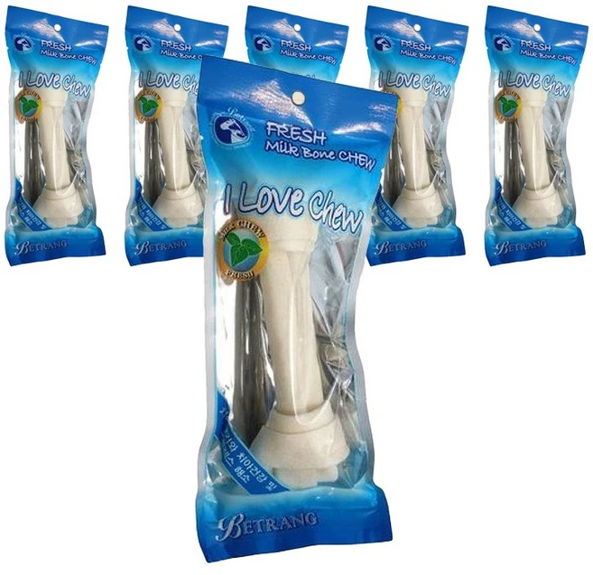 베트랑 대형견용 소가죽 개껌, 우유맛, 65g, 6개 - 쿠팡