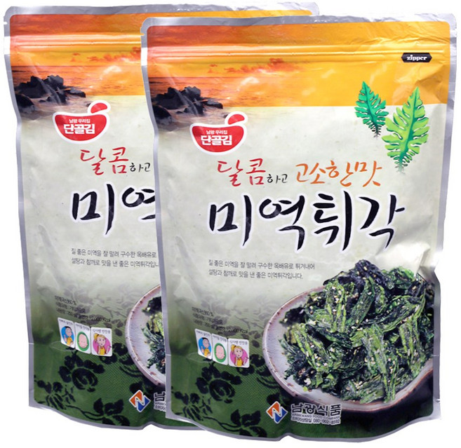 남광식품 미역튀각 250g 바삭하고 고소한 미역 반찬 주전부리 부각튀각, 2개
